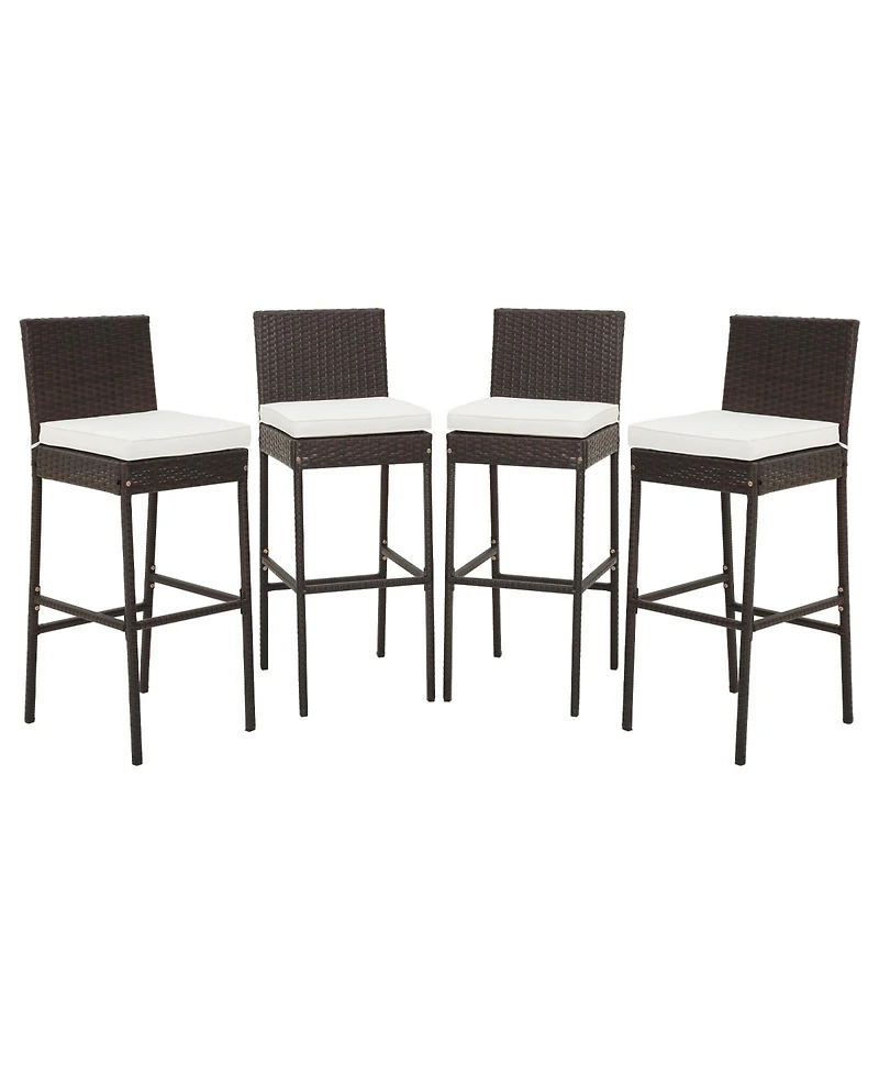 Gouun 4 Pieces Patio Wicker Barstools with Seat Cushion and Footrest-Set of 4