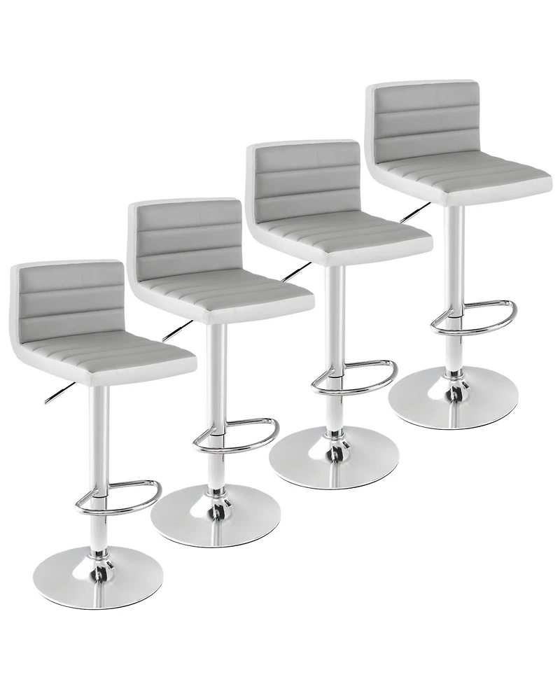 Gouun Set of 2 Adjustable Heights Barstool with Pu Leather