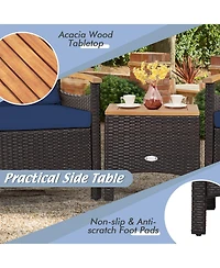 3 Pieces Patio Rattan Furniture Set with Removable Cushions