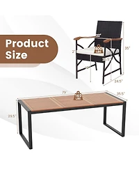 Gouun 9 Pieces Patio Rattan Dining Set with Acacia Wood Table for Backyard Garden-x-side Handrail