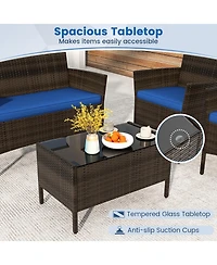 Gouun 4 Piece Patio Rattan Conversation Set with Cozy Seat Cushions