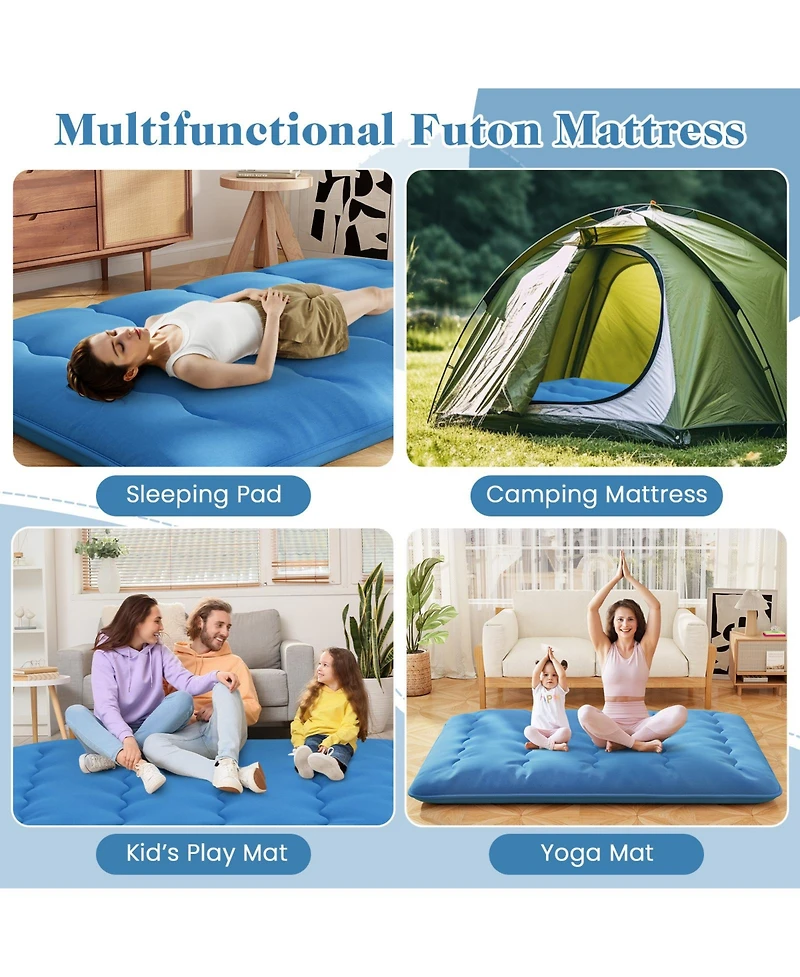 Gouun Foldable Futon Mattress with Washable Cover and Carry Bag for Camping-Queen Size
