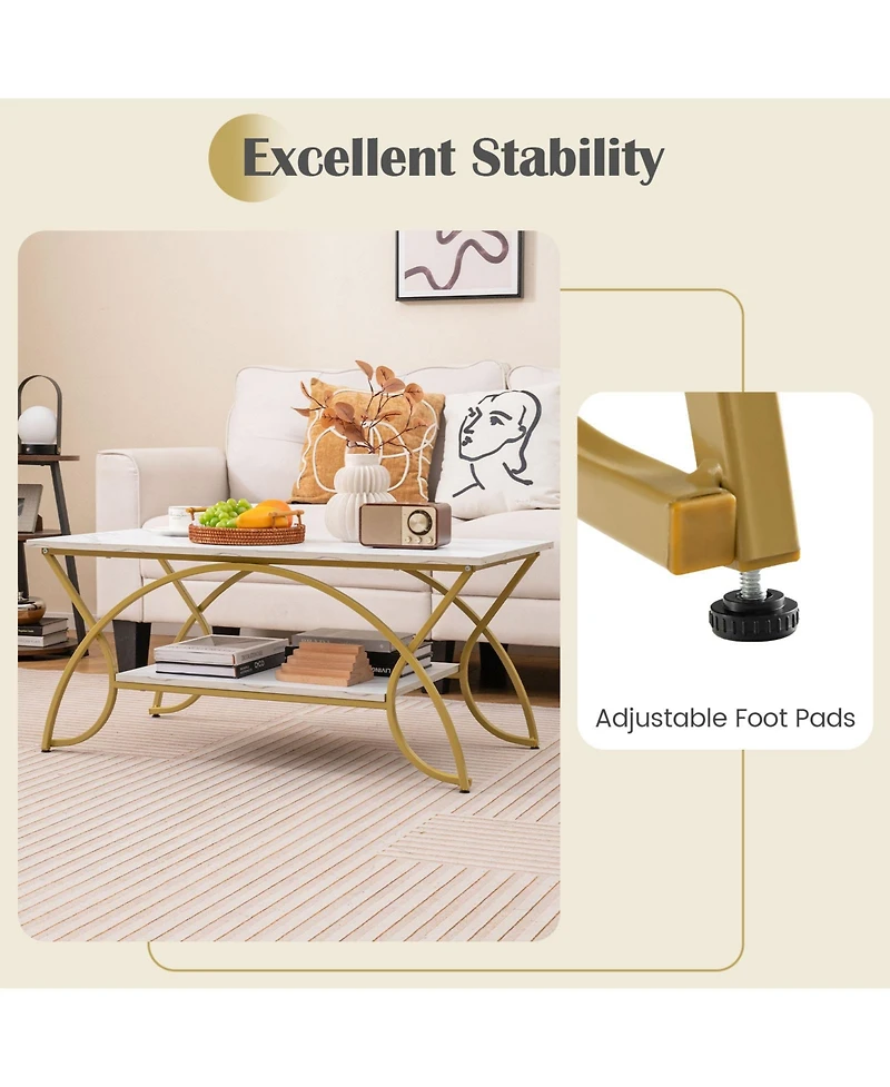 Gouun 2-Tier Table Rectangle for Living Room