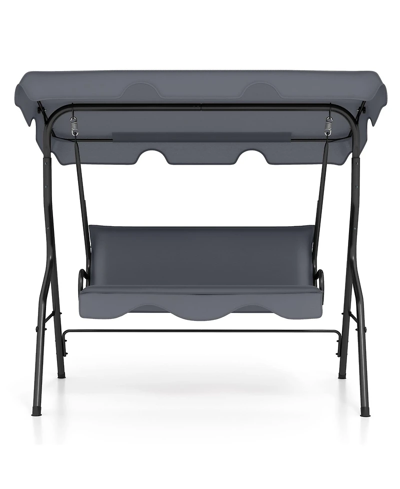 Gouun 3-Seat Outdoor Patio Canopy Swing with Cushioned Steel Frame