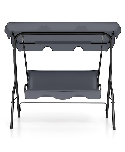 Gouun 3-Seat Outdoor Patio Canopy Swing with Cushioned Steel Frame