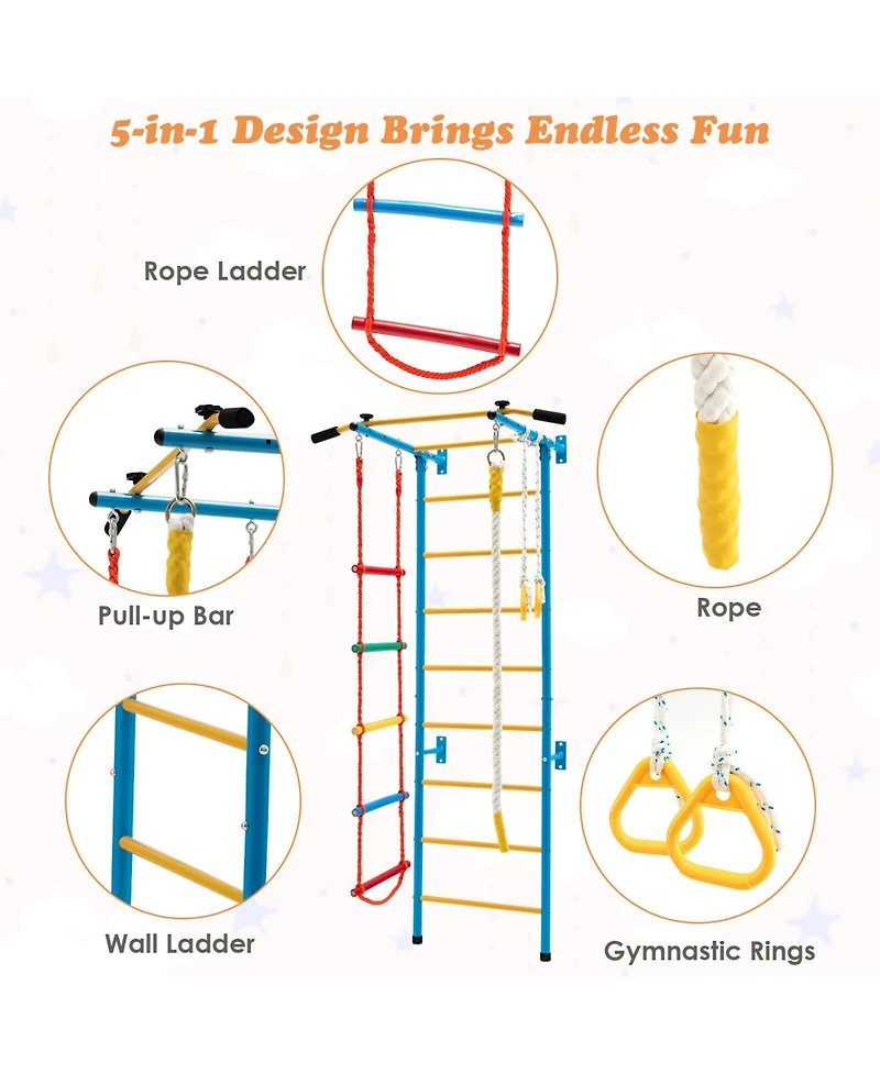 Gouun In 1 Kids Indoor Gym Playground Swedish Wall Ladder