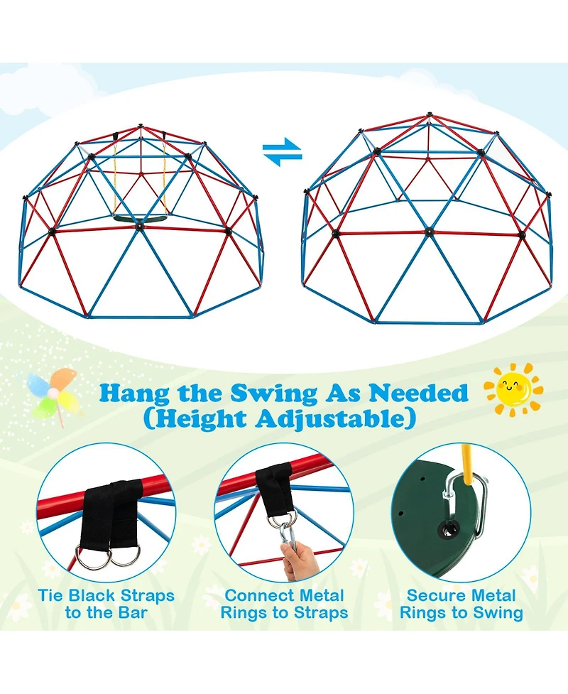 Gouun 10 Feet Dome Climber with Swing and 800 Lbs Load Capacity