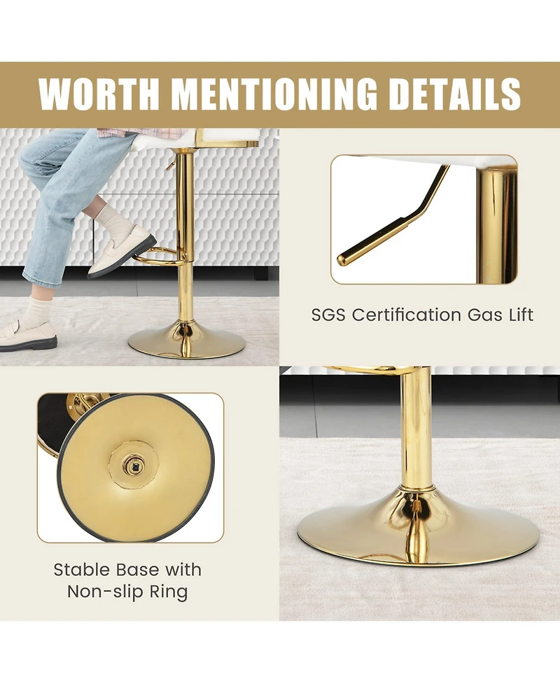 Gouun Swivel Barstool with Woven Back Set of 2 for Kitchen Island Cafe