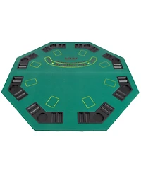 Trademark Poker Solid Wood 2-Fold Poker, Blackjack Tabletop