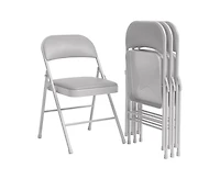 4 Pack Folding Chairs With Padded Cushion and Back, Folding Chairs for Outside, Foldable Chairs With Metal Frame Hold Up to 350 Lbs, Metal Chairs for