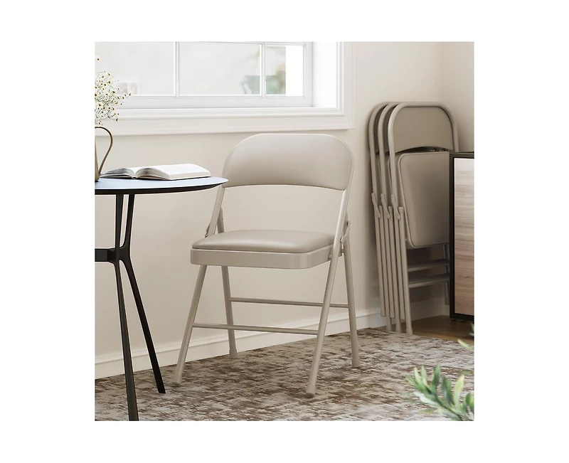 4 Pack Folding Chairs With Padded Cushion and Back, for Outside, Foldable Metal Frame Hold Up to 350 Lbs,