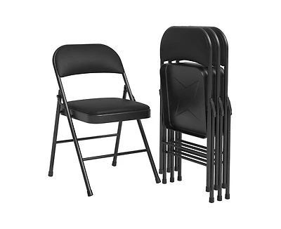 4 Pack Folding Chairs With Padded Cushion and Back, Folding Chairs for Outside, Foldable Chairs With Metal Frame Hold Up to 350 Lbs, Metal Chairs for