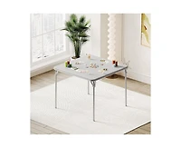 gaomon Folding Table, 33.6 Inch Folding Card Table, Portable Square Folding Table with Pu Soft Cushion, Grey Metal Foldable Table Suitable for Living