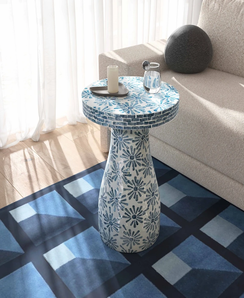 Tov Furniture 18" Wood and Shell Side Table