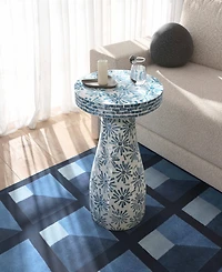 Tov Furniture 18" Wood and Shell Side Table