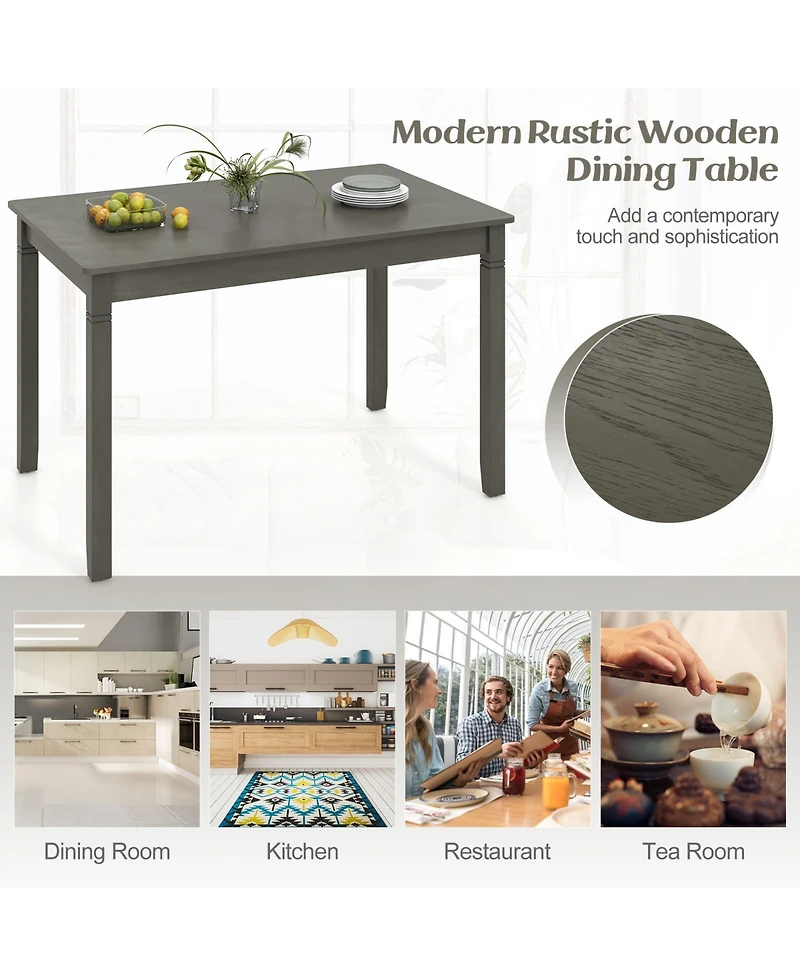 Gouun 48-Inch Wooden Dining Table for 4 People Rectangular Kitchen Table with Rubber Wood Legs