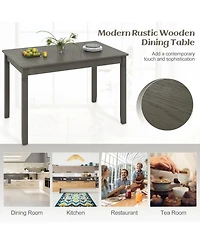 Gouun 48-Inch Wooden Dining Table for 4 People Rectangular Kitchen Table with Rubber Wood Legs