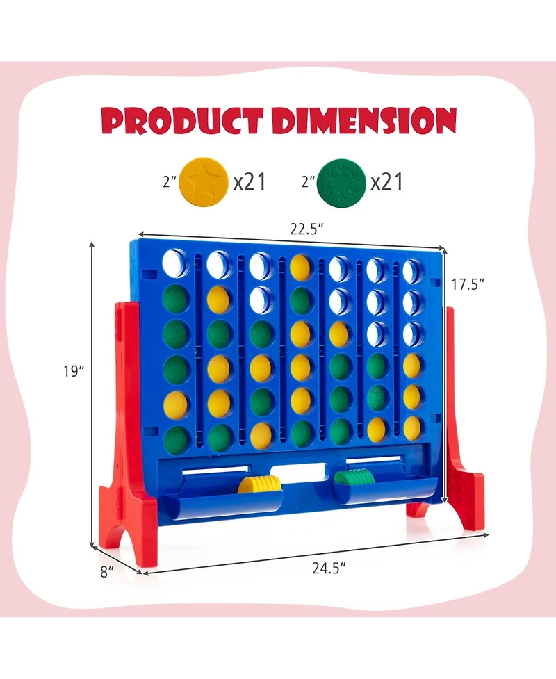 Gouun Jumbo 4-to-Score Connect Game Set with Carrying Bag and 42 Coins