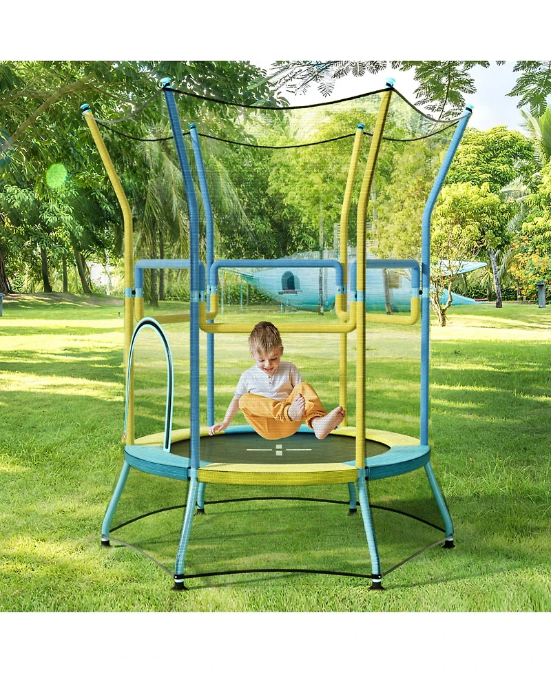 Gouun Mini Trampoline for Kids with Safety Enclosure Net and Foam Handles