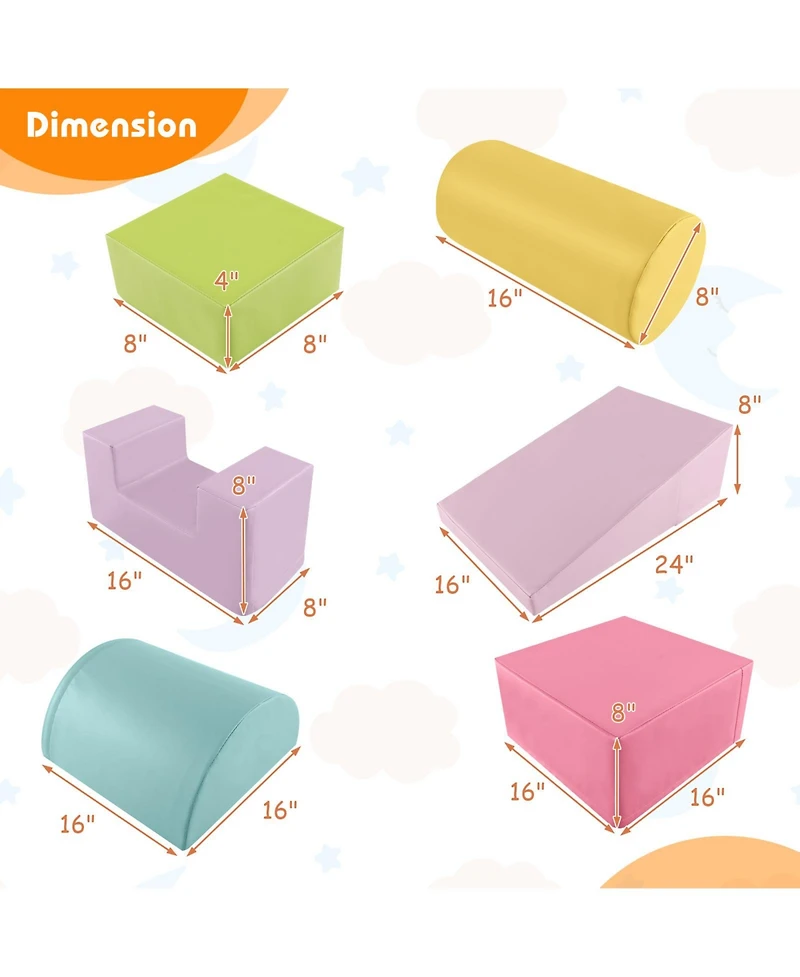 Gouun 6 Pieces Foam Climbing Blocks Indoor Climb and Crawl Activity Playset with Rectangles