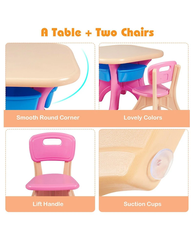 Gouun In/Outdoor 3-Piece Plastic Children Play Table & Chair Set