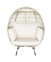 Gouun Oversized Patio Rattan Egg Lounge Chair with 4 Cushions