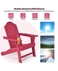 Gouun Outdoor Adirondack Chair with Built-in Cup Holder for Backyard Porch