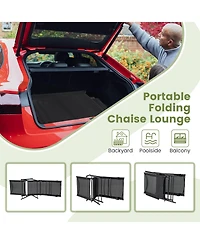 Gouun 2 Piece Patio Folding Chaise Lounge Chairs Recliner with 6-Level Backrest