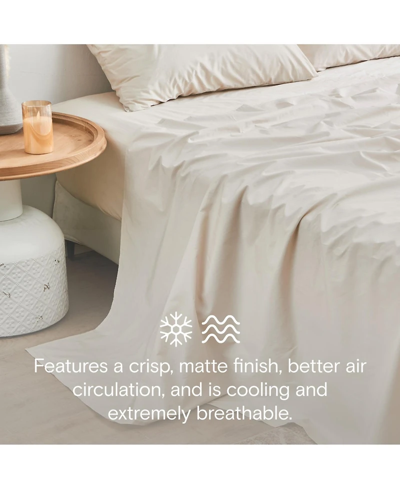 Doz by Sijo 100% Gots Certified Organic Percale Cotton Sheet Set, Hotel Crisp Cool, Breathable