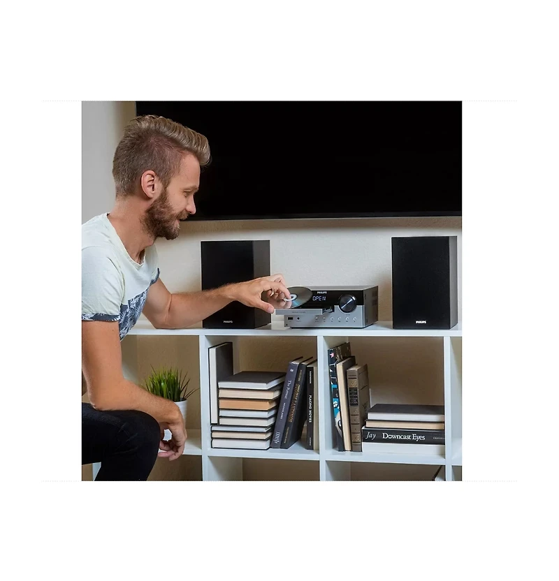 Philips All-in-One Stereo System – Cd Player, Bluetooth, Fm Radio, Usb & Aux Inputs, Remote Control, Compact Design, Superior Sound – Bl