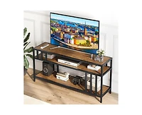 gaomon 65" Tv Stand for Tv up to 75 Inches, Entertainment Center with Open Storage Shelves, Tv Media Console Table with Quadruple-Tube Support for Liv