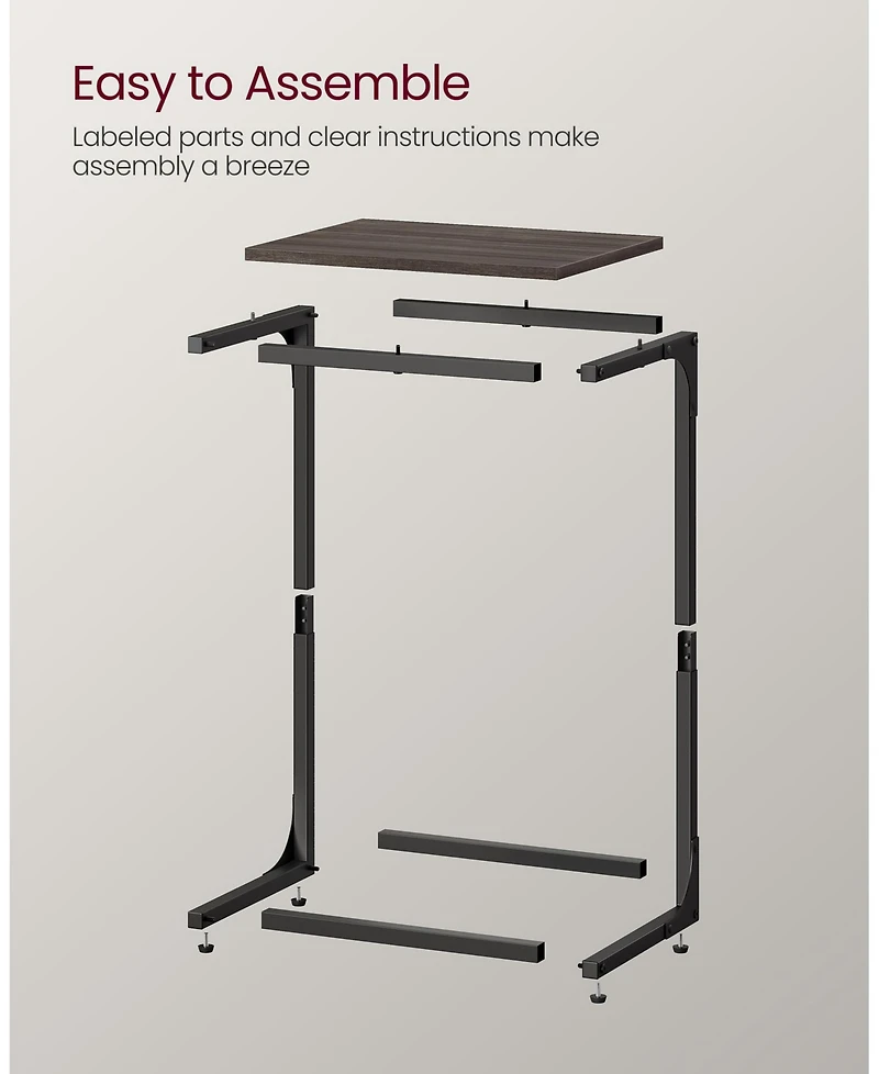 Industrial C-shaped Side Table With Metal Frame