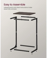 Industrial C-shaped Side Table With Metal Frame