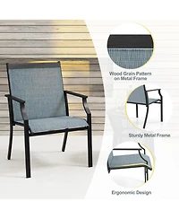 Gymax Set of 2 Patio Dining Chairs Outdoor Armchairs w/ Sturdy Metal Frame