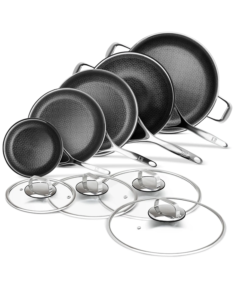 Livwell DiamondClad 9-Pc. Hybrid Nonstick Stainless Steel Frypan, Wok and Everything Pan Set