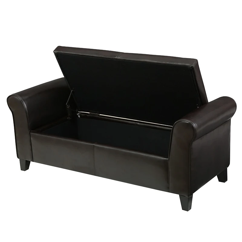 50” Armed Storage Bench,Upholstered Ottoman for Bedroom,Living Room, or Entryway-The Pop Home