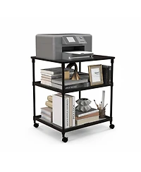Gouun 3 Tier Printer Stand Rolling Fax Cart with Adjustable Shelf and Swivel Wheels