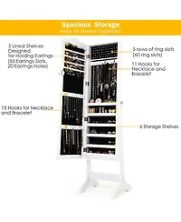 Gouun 4-Angle Tilting Mirrored Lockable Jewelry Cabinet with Large Storage Capacity