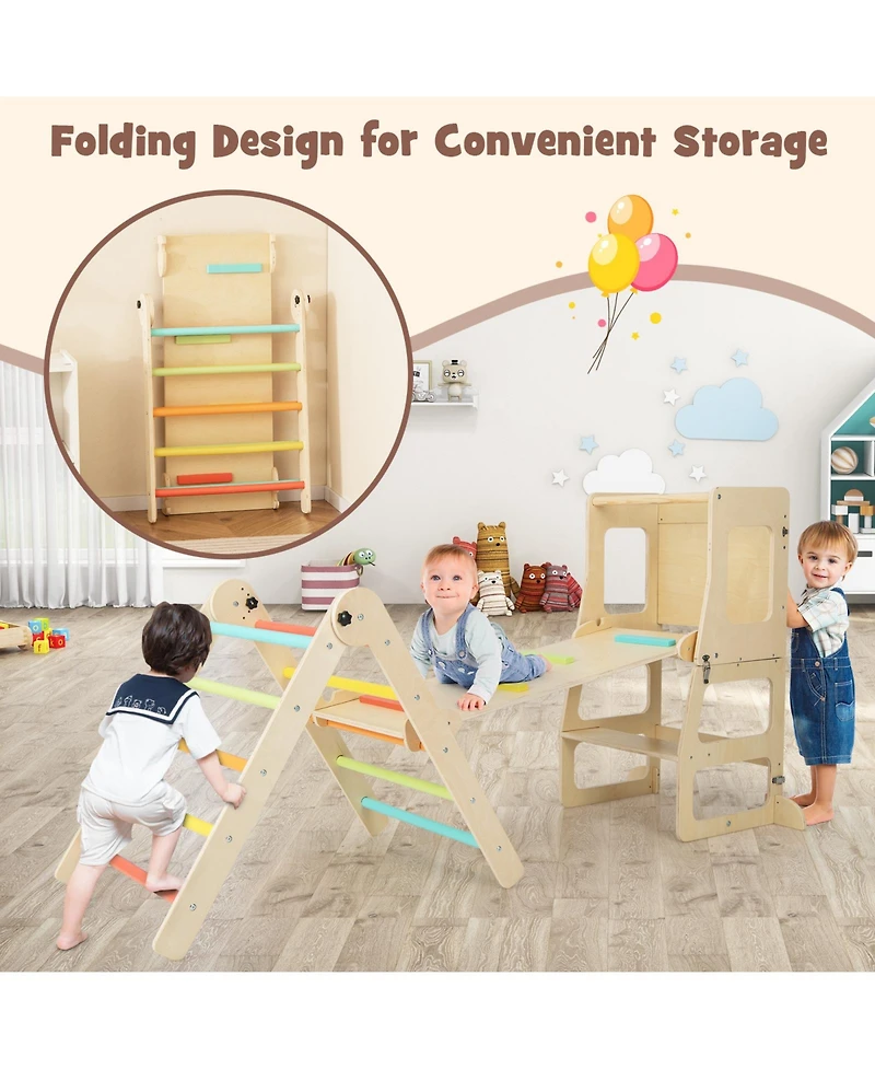 Gouun 7-in-1 Toddler Climbing Toy Connected Table and Chair Set for Boys and Girls Aged 3-14 Years Old