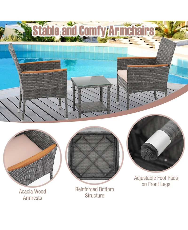 Gouun 5 Pieces Patio Conversation Set with Soft Cushions and Ottomans