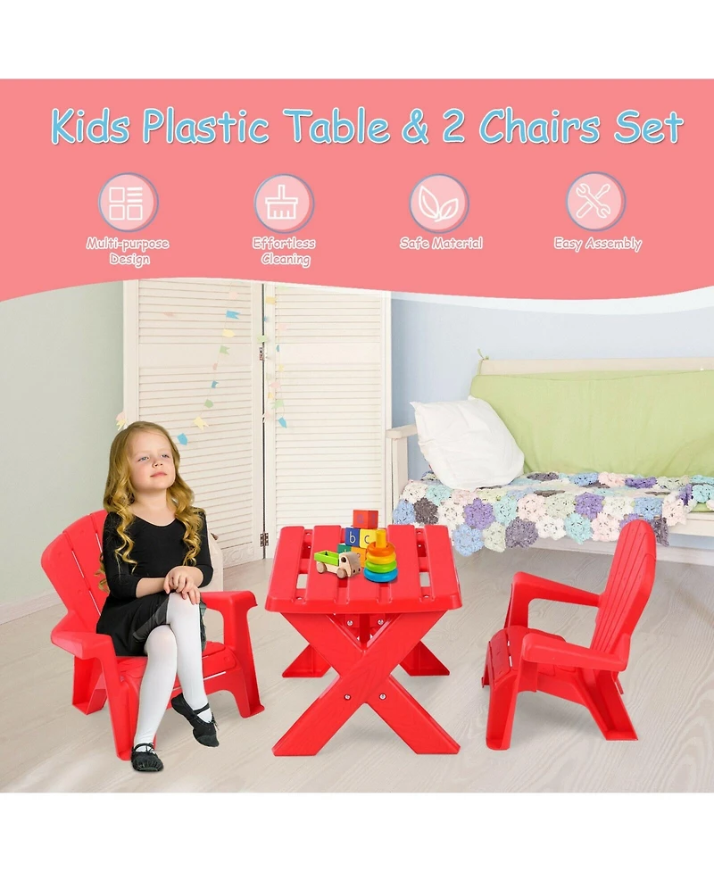 Gouun 3-Piece Plastic Children Play Table Chair Set