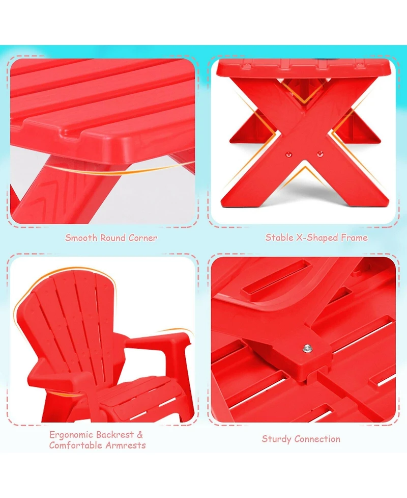 Gouun 3-Piece Plastic Children Play Table Chair Set