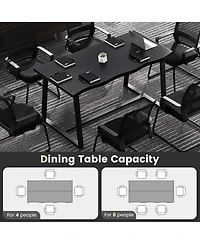 Gouun 63" Large Dining Table with Wavy Edge and Heavy-duty Metal Frame