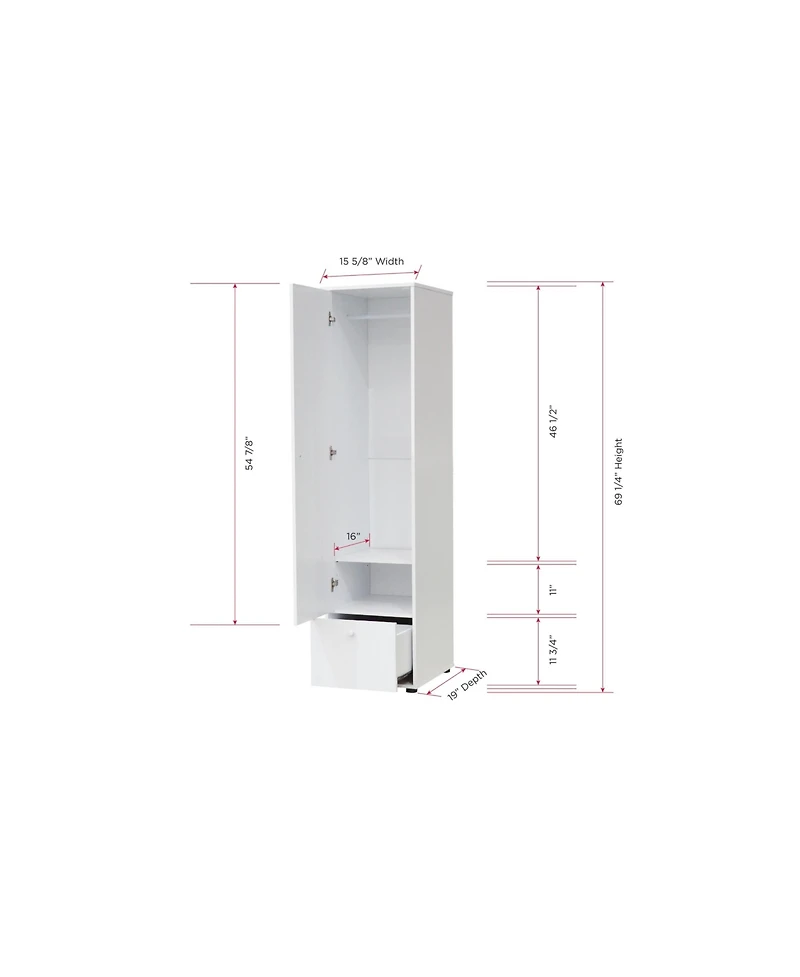Kings Brand Furniture - Corry Wardrobe Armoire Storage Closet, White
