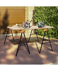 Gouun 2 Pack Heavy Duty Sawhorse with Steel Folding Legs