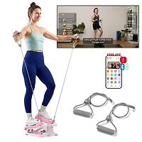 Sunny Health & Fitness Pink Smart Mini Stepper, Stair Step Stepper Full-Body Workout with Free SunnyFit App Connection