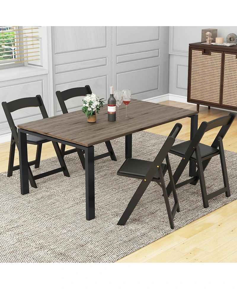 Gouun Set of 4 Dining Chairs Foldable Kitchen Chair with Rubber Wood Legs and Padded Seat