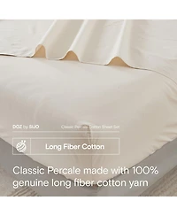 Doz by Sijo 100% Long Staple Cotton Sheet Set, Classic Percale, Hotel Cool Crisp, Breathable, Durable