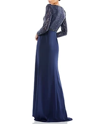 Mac Duggal Women's Embellished Long Sleeve Bodice Column Dress