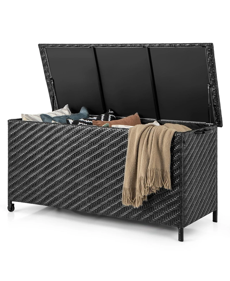 Gouun 85 Gallon Outdoor Storage Box with Removable Liner Universal Wheels